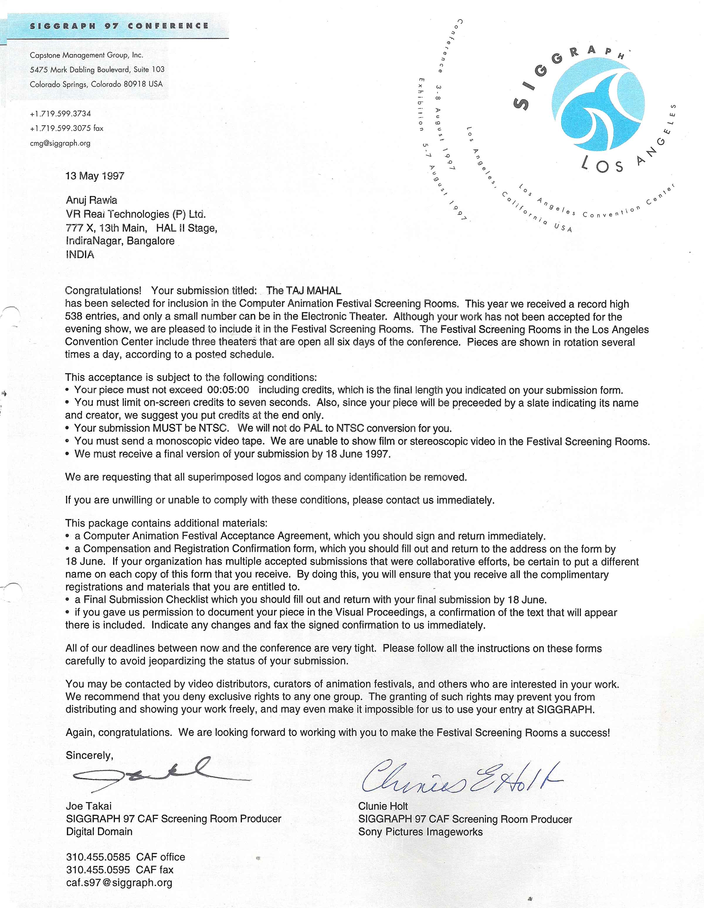 TAJ MAHAL by VRRT was screened at the Los Angeles SIGGRAPH